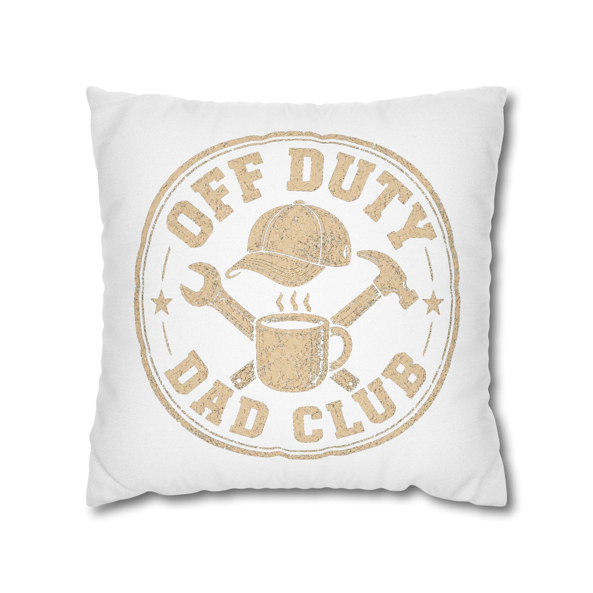 Off Duty Dad Club Pillowcase — Rustic Father's Day Decorative Throw Pillow Cover Milo Bailey Dog Dad Mom