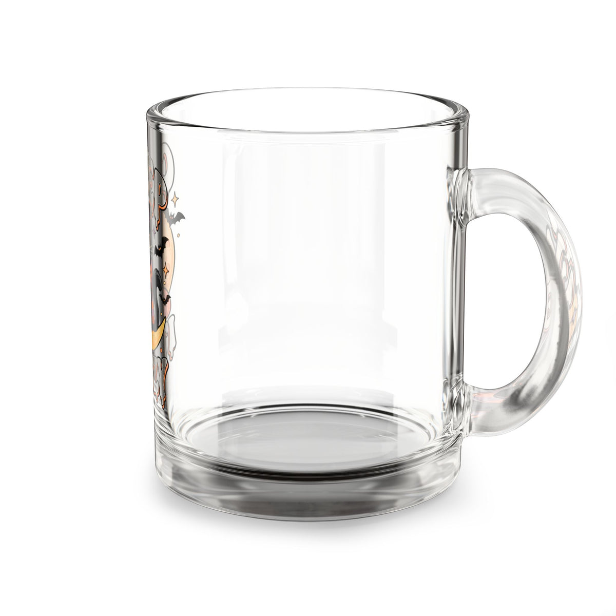Creep It Cozy Glass Mug — Halloween Black Cat, Pumpkin & Moon 10oz