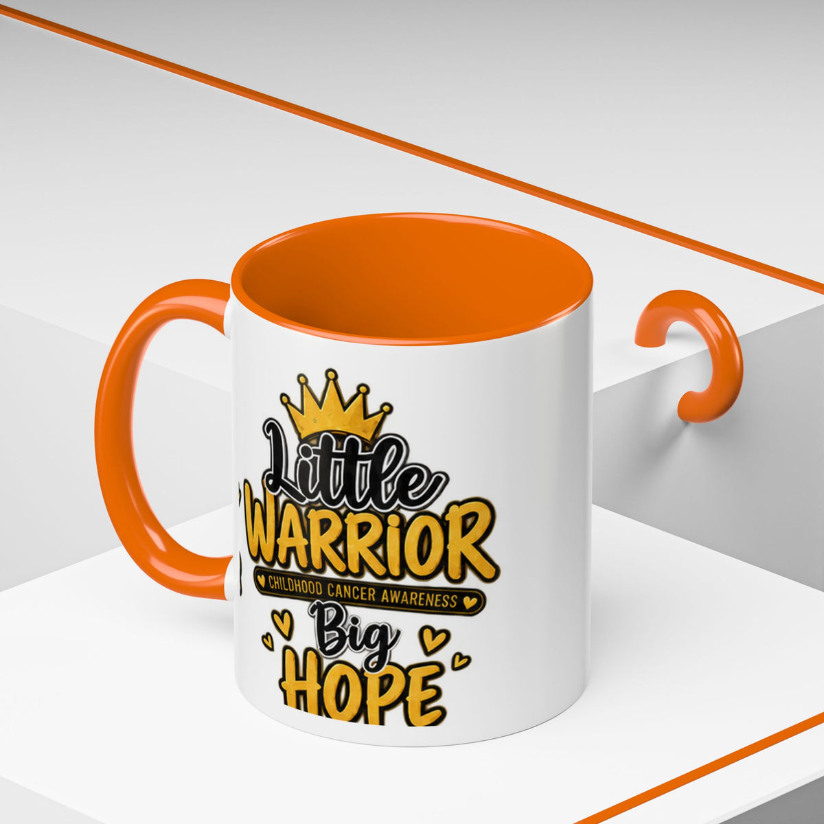 Little Warrior Childhood Cancer Awareness Coffee Mug – "Big Hope" Accent Mug