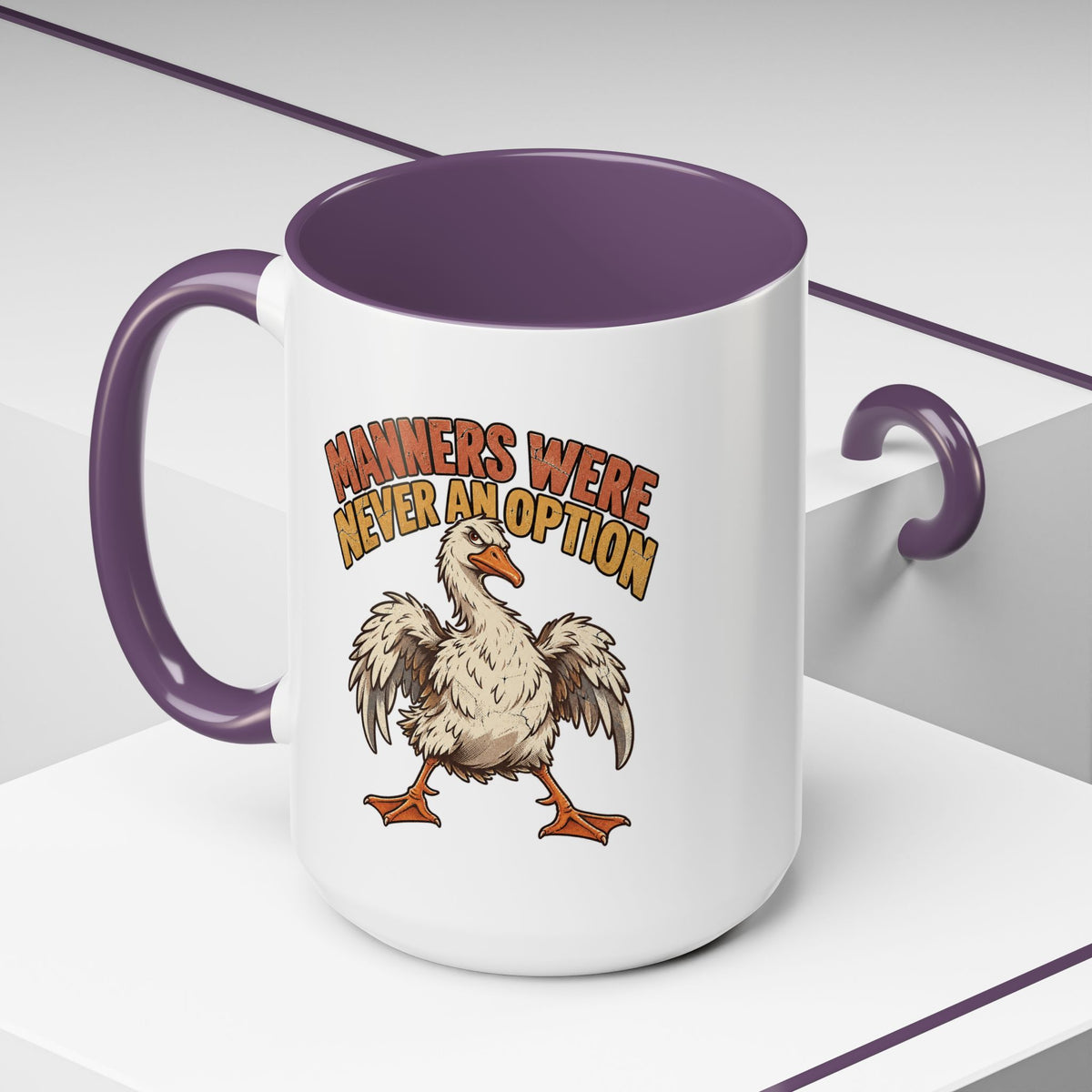 Coffee Mug — "Manners Were Never An Option" Funny Rude Chicken Accent Mug