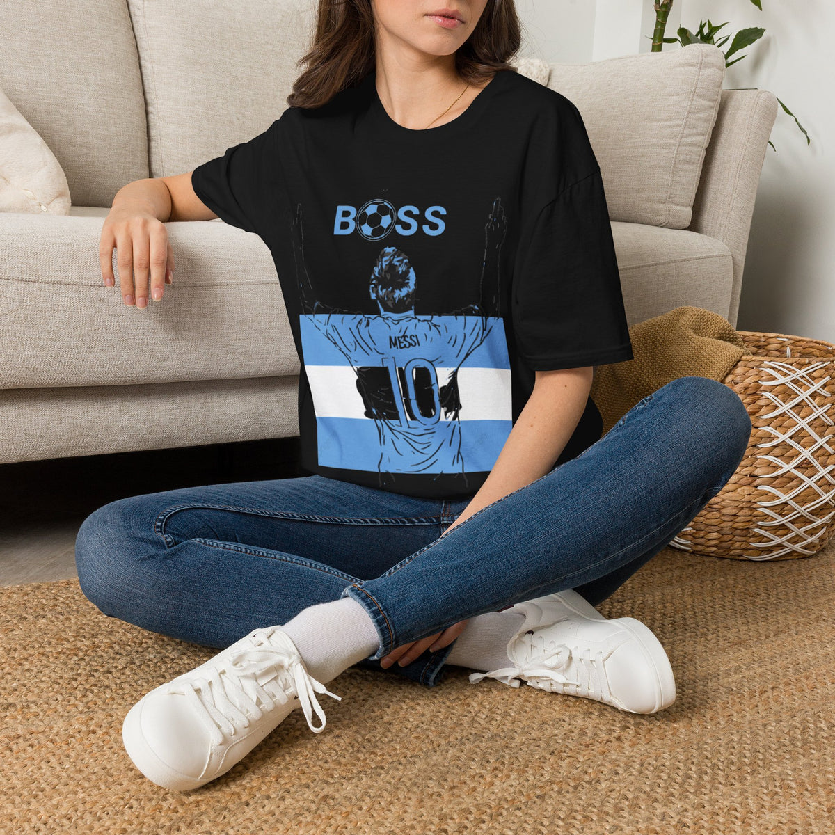 Soccer Boss T‑Shirt — 'BOSS' Striped Football Player Graphic Tee