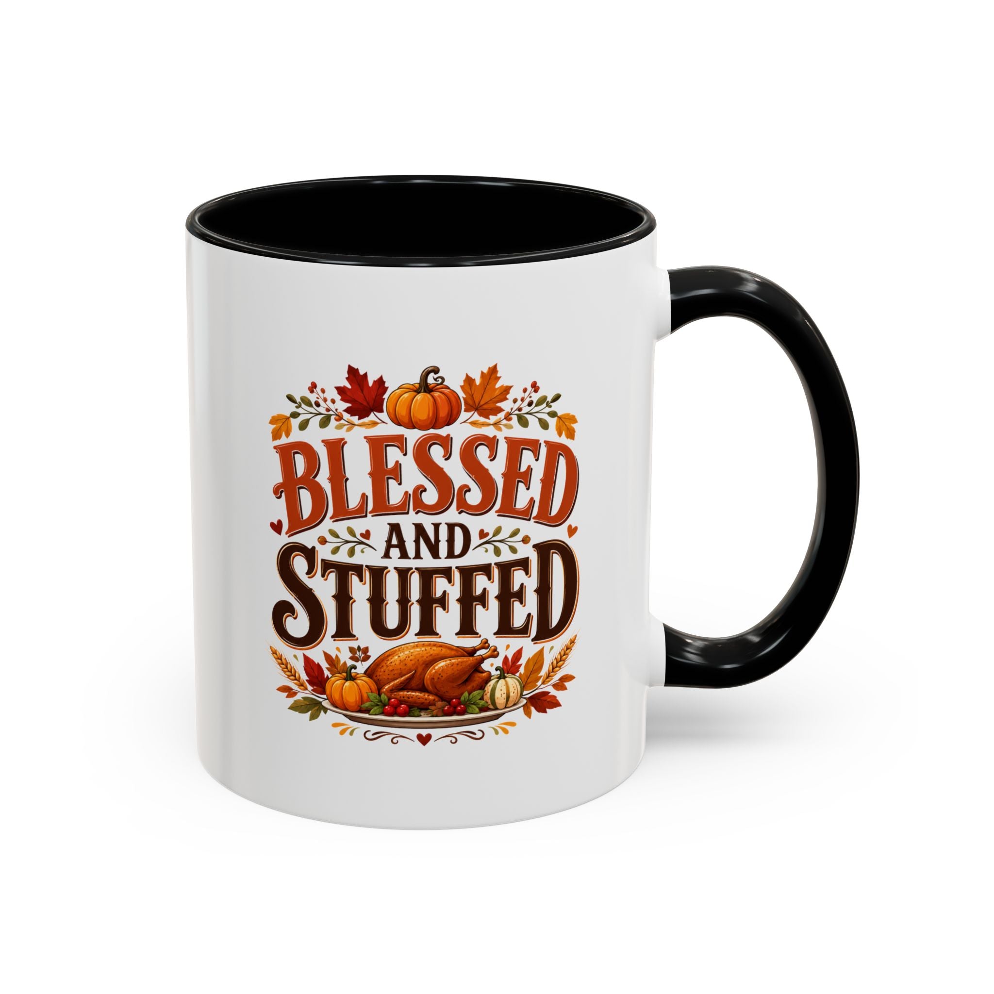 Thanksgiving Mug Blessed and Stuffed Coffee Mug — Thanksgiving Fall Ceramic Accent Mug