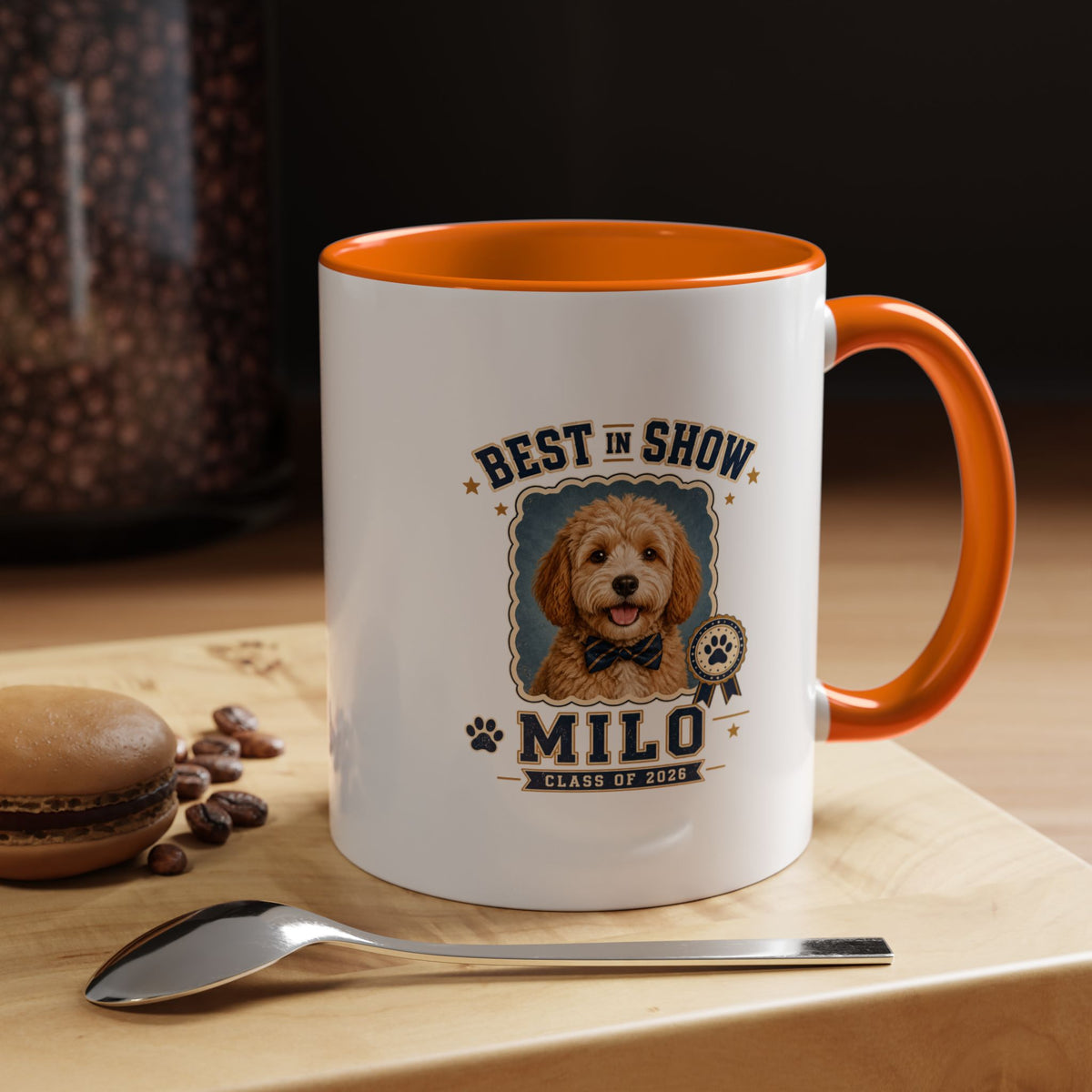 Milo Bailey Dog Dad Mom Best in Show Milo Personalized Dog Coffee Mug — Custom Pet Name Accent Mug