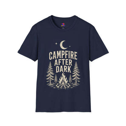 Campfire After Dark T-Shirt — Vintage Moon & Pine Camping Tee