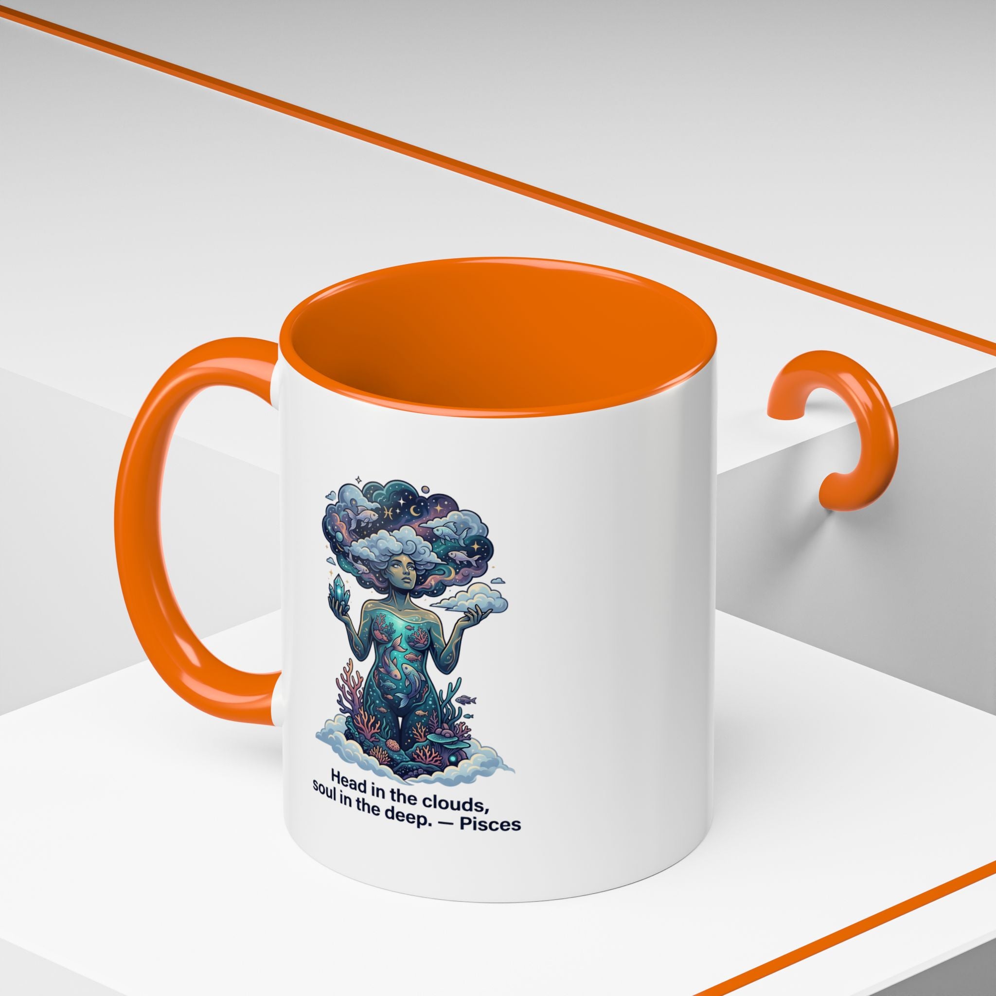 Pisces Coffee Mug — "Head in the clouds, soul in the deep" Accent Mug