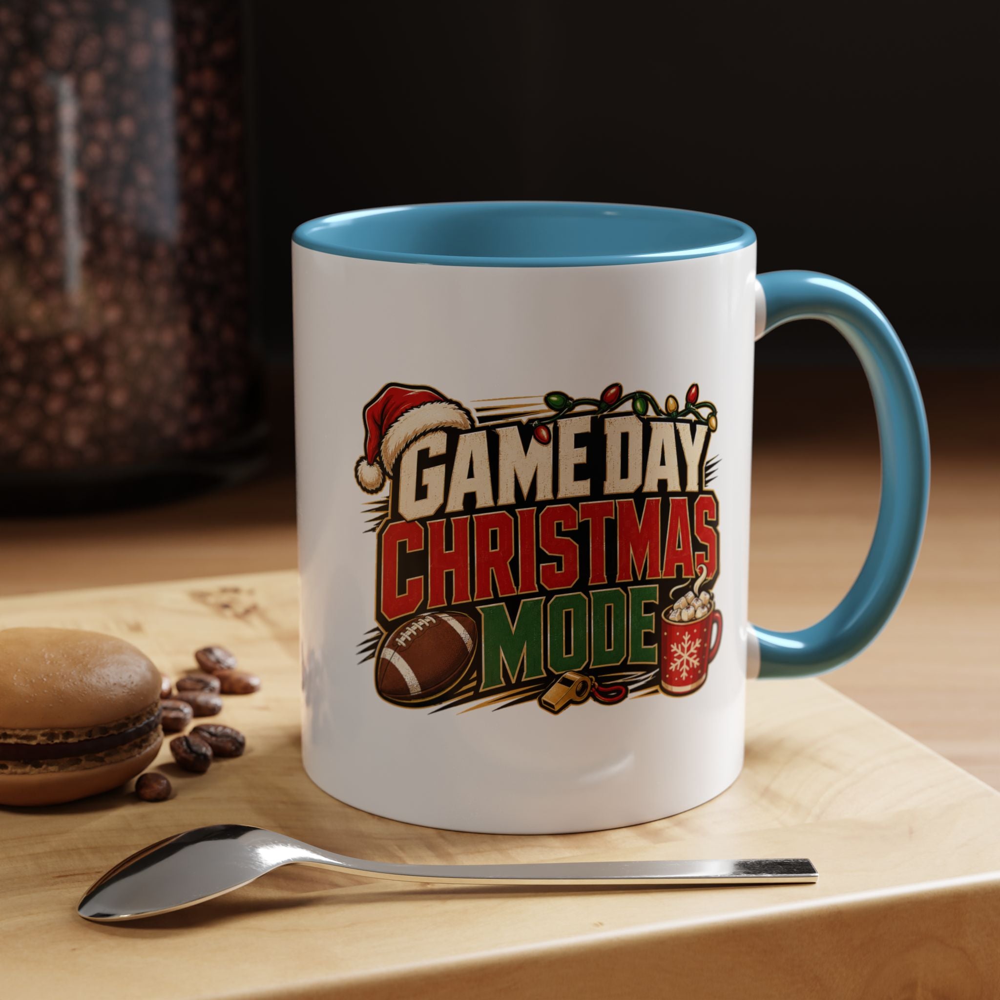 Modern Day Christmas Game Day Christmas Mode Coffee Mug - Holiday Football Mug (11/15oz)