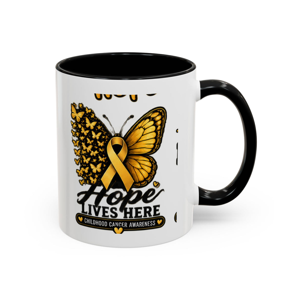 Children’s Cancer Awareness Accent Coffee Mug — "Hope Lives Here" (11/15oz)