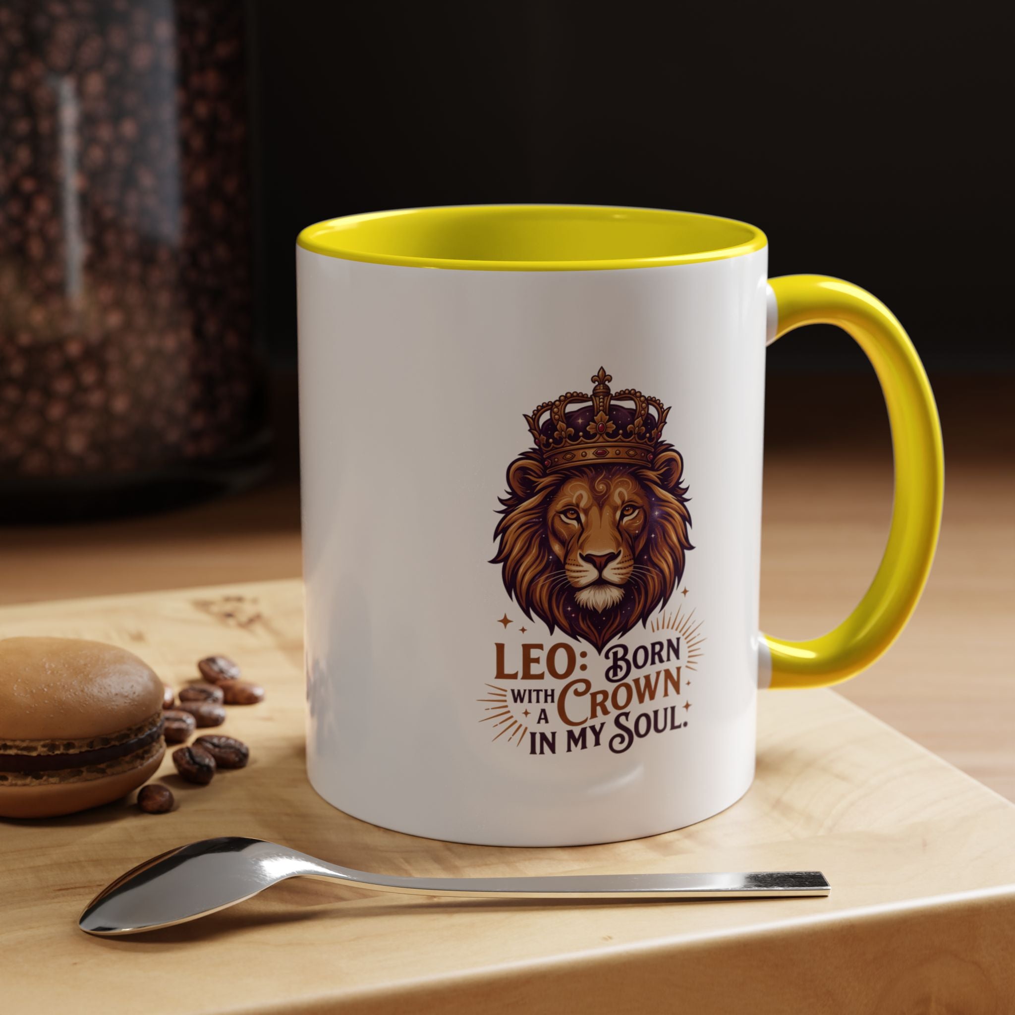 Leo Zodiac Coffee Mug — "Born with a Crown in My Soul" Lion Design