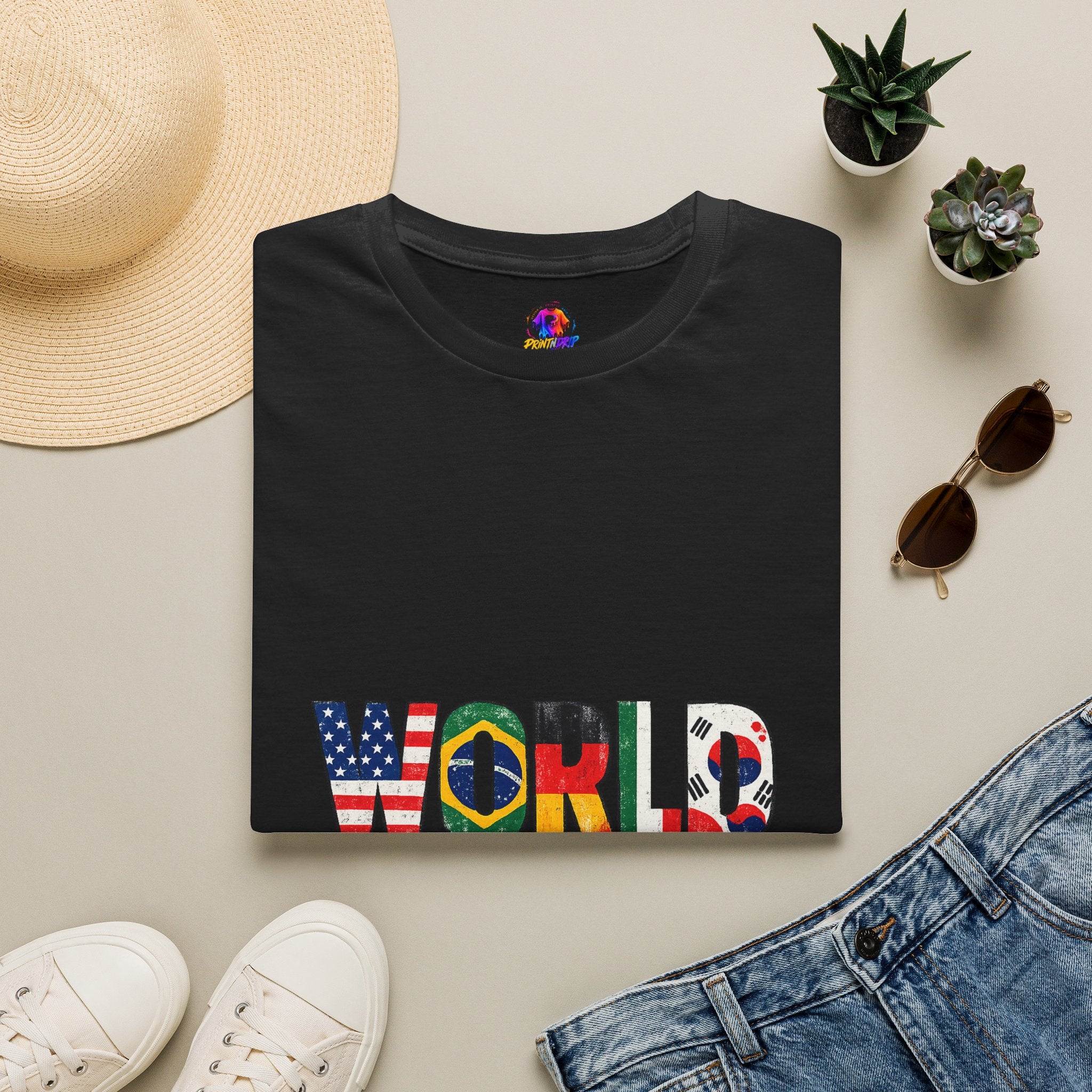 World Cup Flag Graphic T-Shirt — 'WORLD CUP' International Soccer Fans Tee