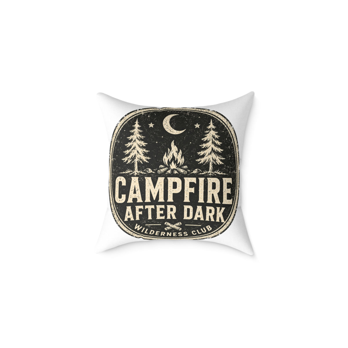 Campfire After Dark Decorative Pillow  Milo Bailey Dog Dad Mom— Retro Wilderness Camping Throw Pillow