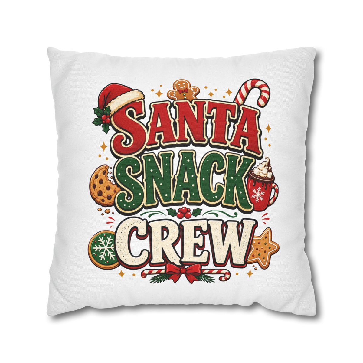 Christmas Santa Snack Crew Pillowcase — Christmas Holiday Decorative Throw Pillow Cover