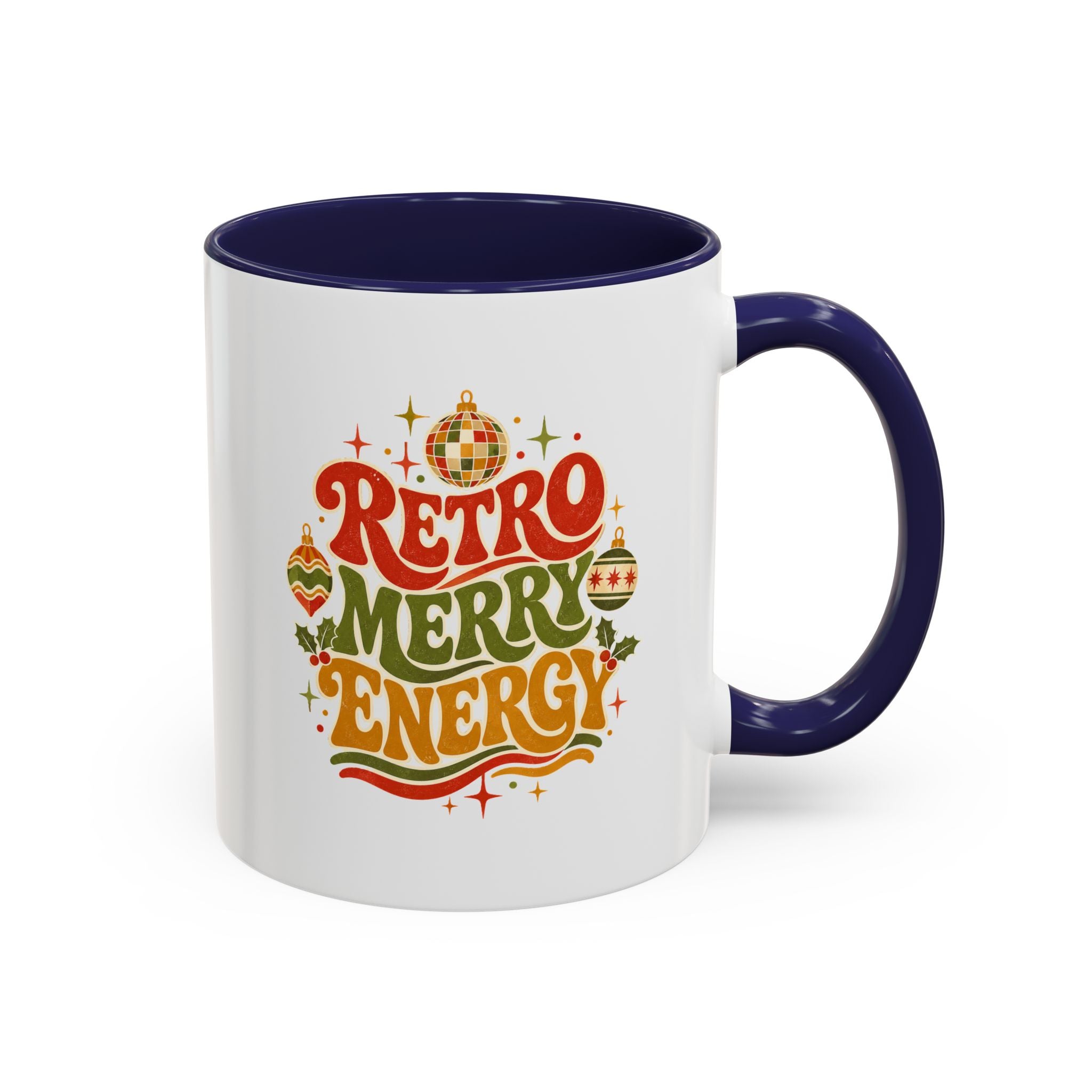 Modern Day Christmas Retro Merry Energy Coffee Mug — Festive 70s Holiday Design
