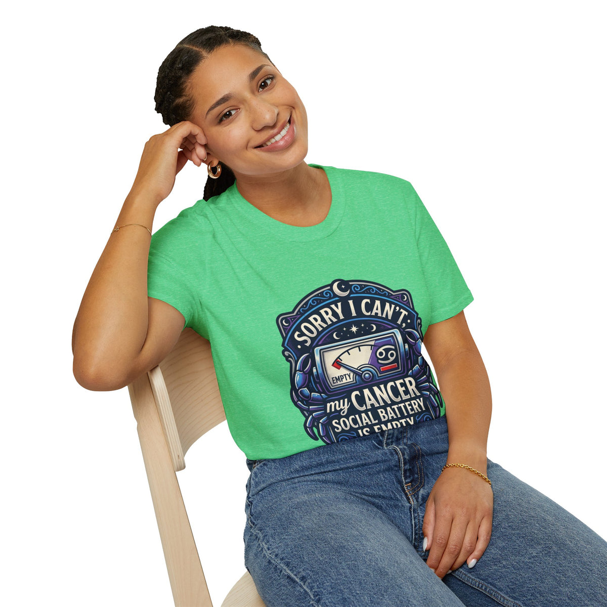 Cancer Support T-Shirt — "Sorry I Can't, My Cancer Social Battery Is Empty"