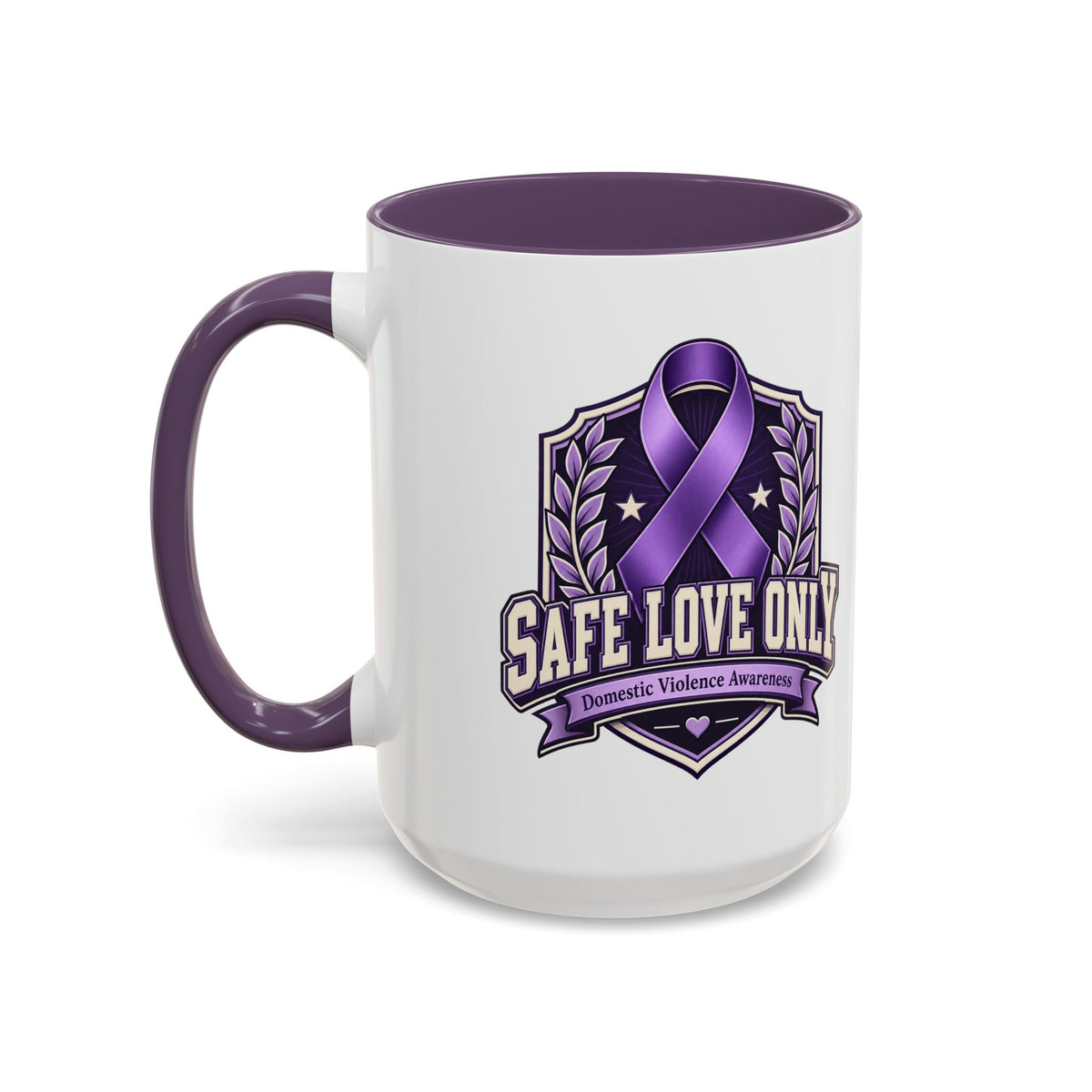 Coffee Mug — "Safe Love Only" Domestic Violence Awareness (Purple Ribbon)