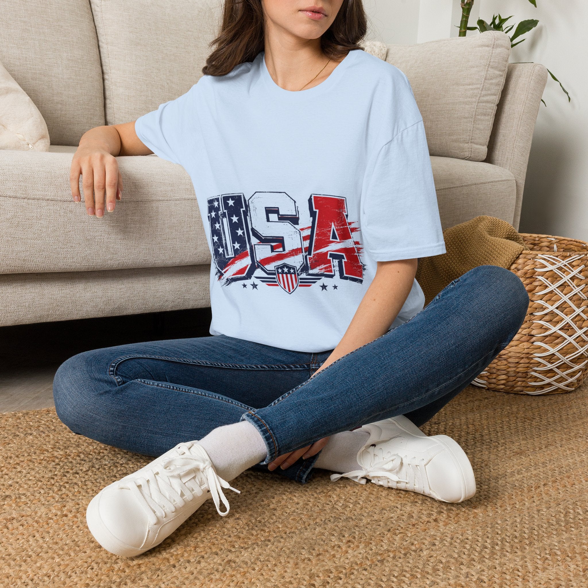 USA Flag Graphic T-Shirt — Patriotic Red White & Blue Tee