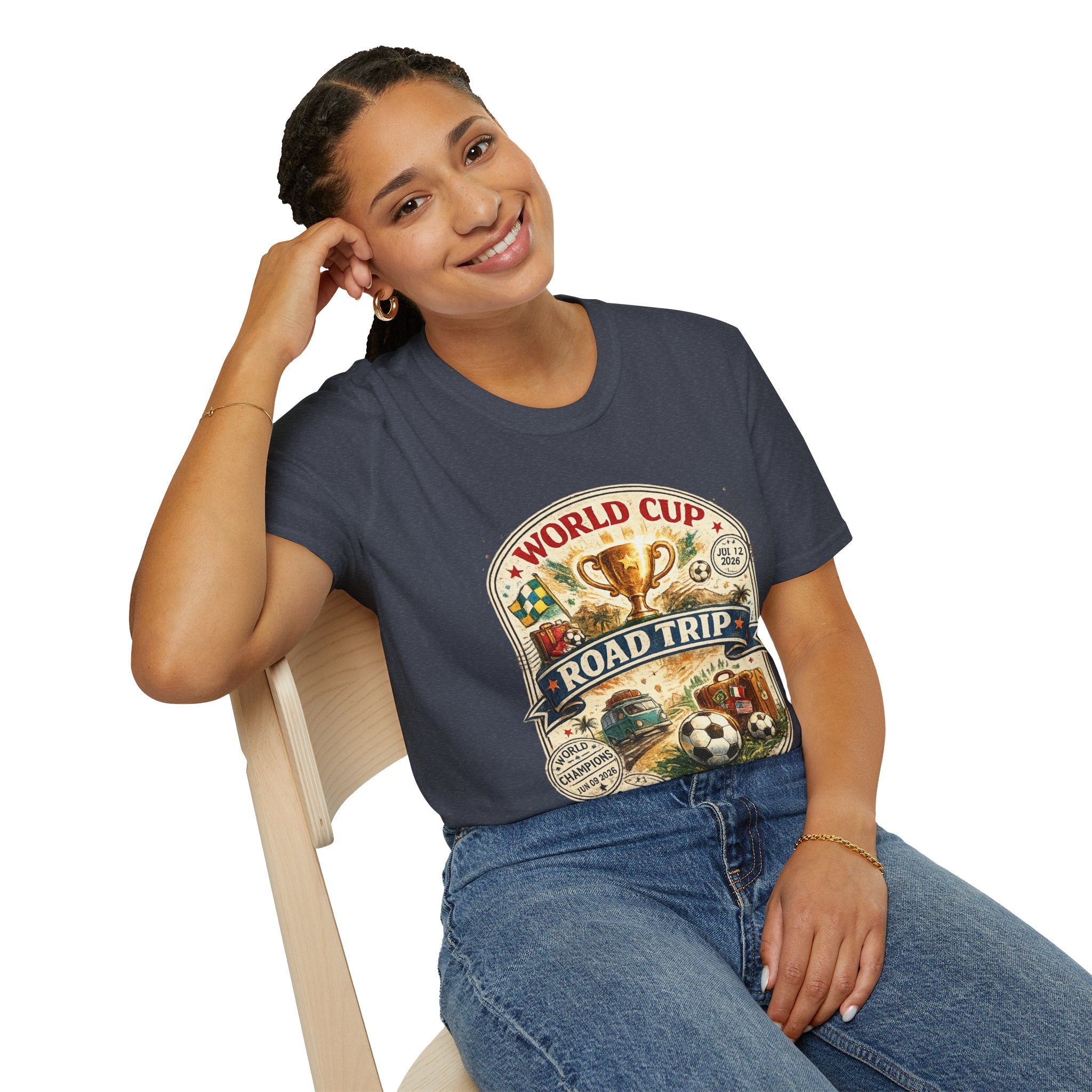 World Cup Road Trip T-Shirt — Vintage Soccer Trophy Design