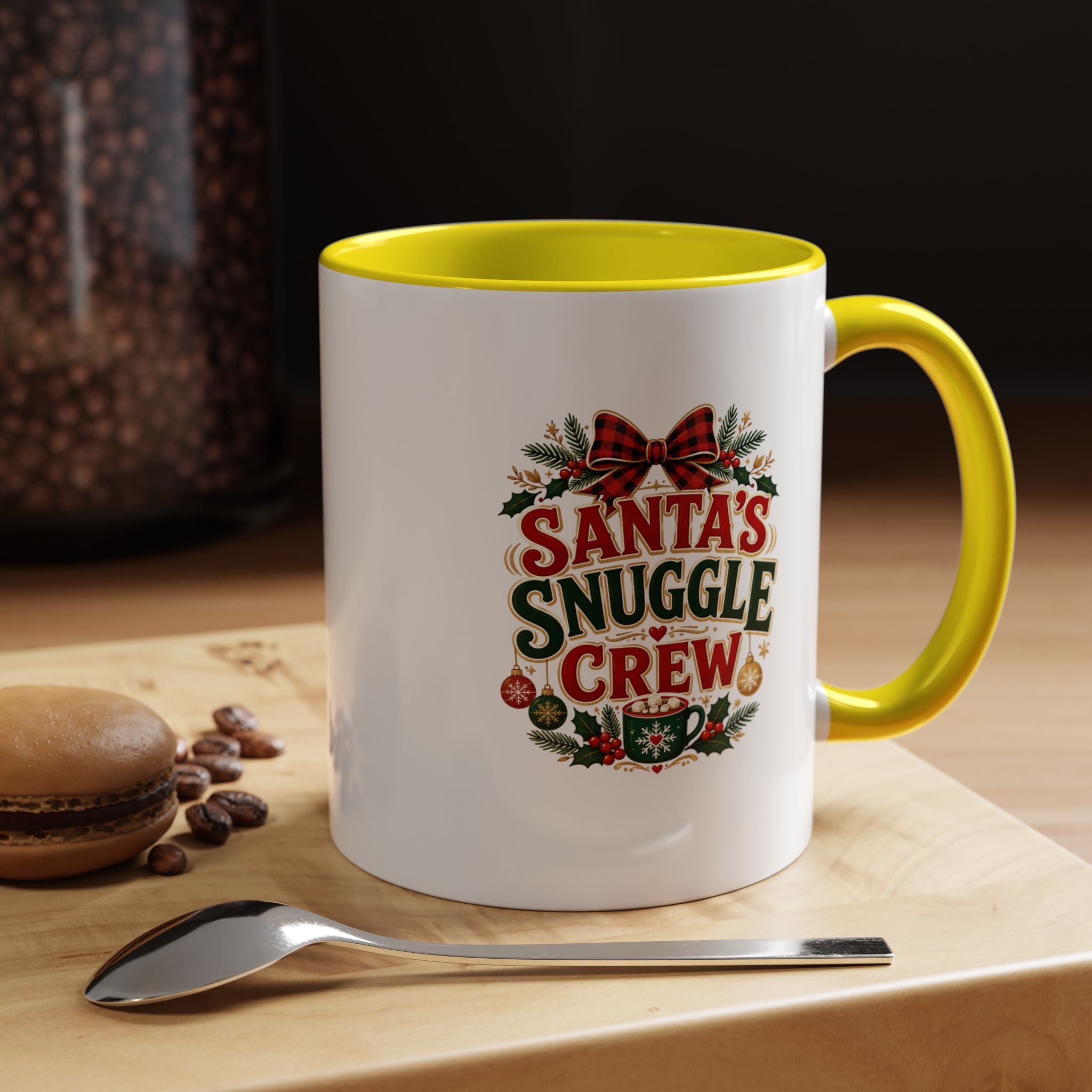Santa’s Snuggle Crew Accent Coffee Mug — Holiday Christmas Cocoa Cup