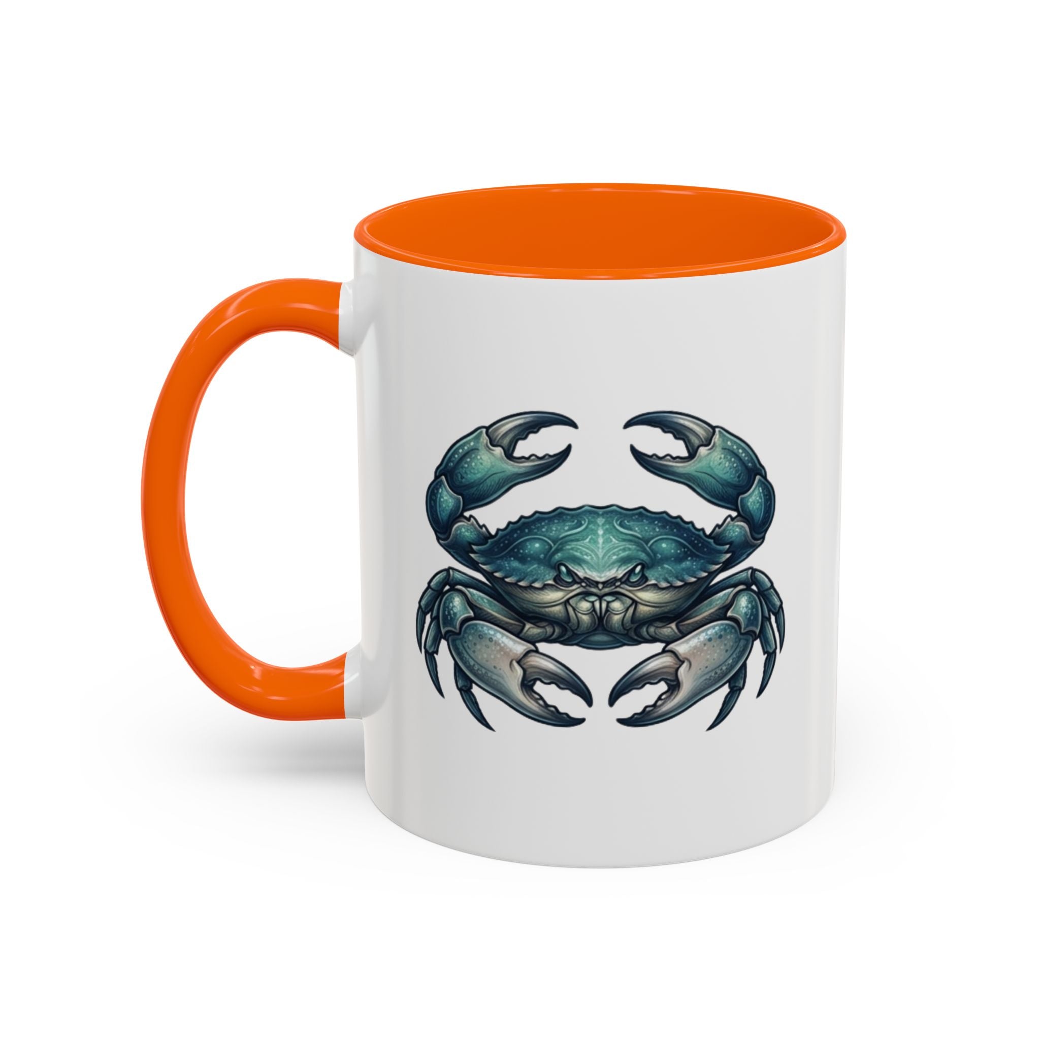 Crab Accent Coffee Mug – Blue Coastal Crab Artwork
