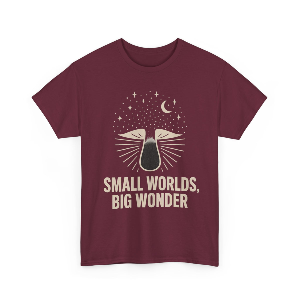 Small Worlds Big Wonder Celestial Mushroom Tee - Aesthetic Nature T-Shirt - Trending Now - September 2026
