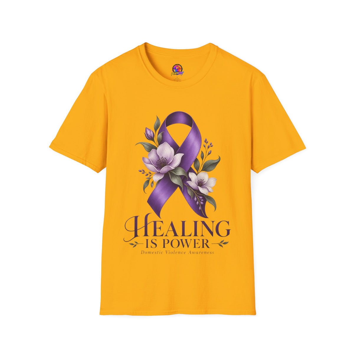 Healing Is Power Purple Ribbon Awareness Domestic Violence  T-Shirt