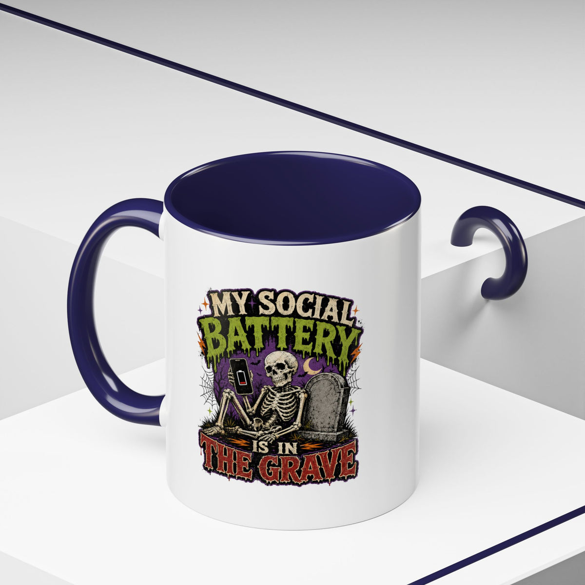 Halloween  My Social Battery Accent Coffee Mug