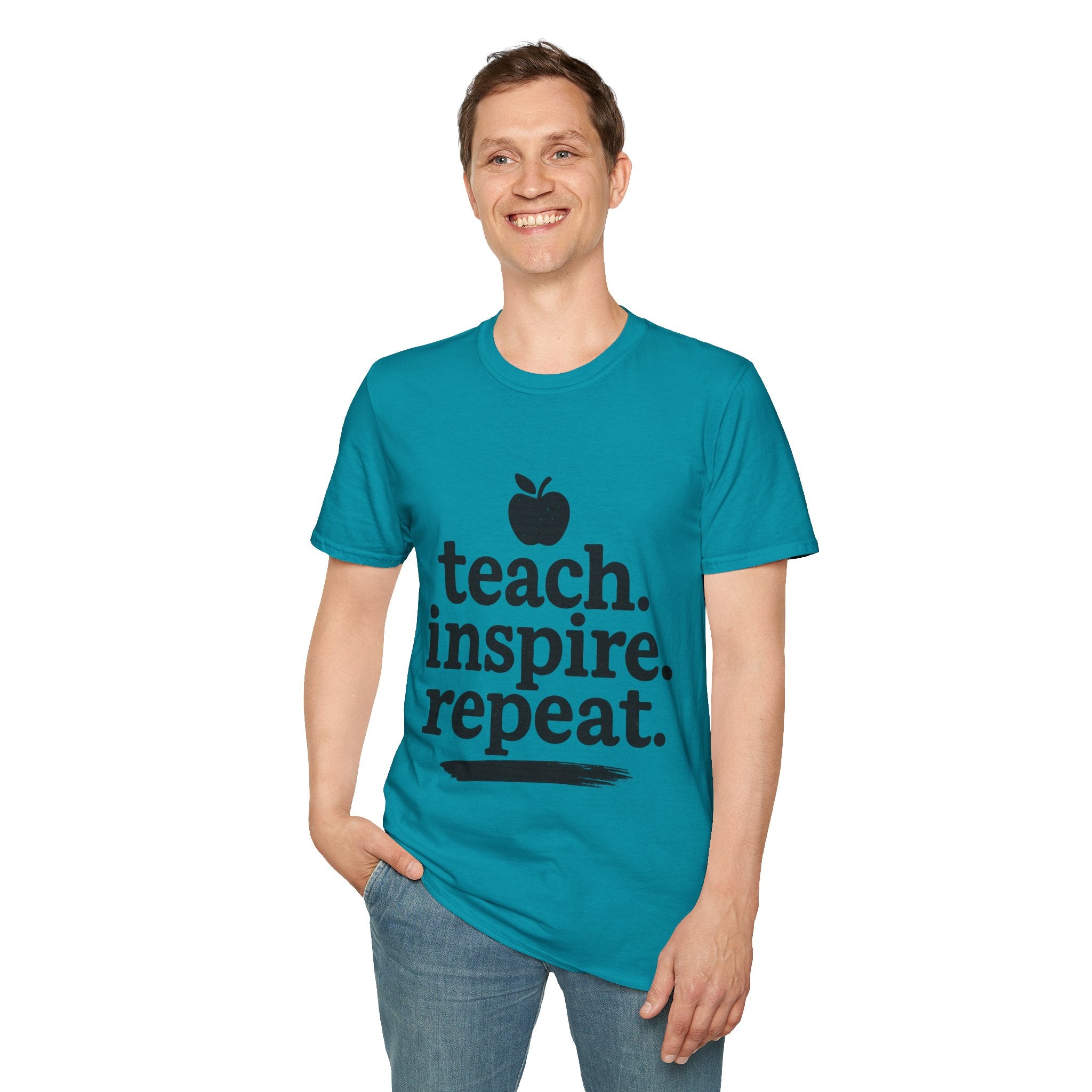 Teach. Inspire. Repeat. T‑Shirt — Teacher Apple Graphic Tee - Trending Now - August 2026 Trends - Everyday T-Shirt