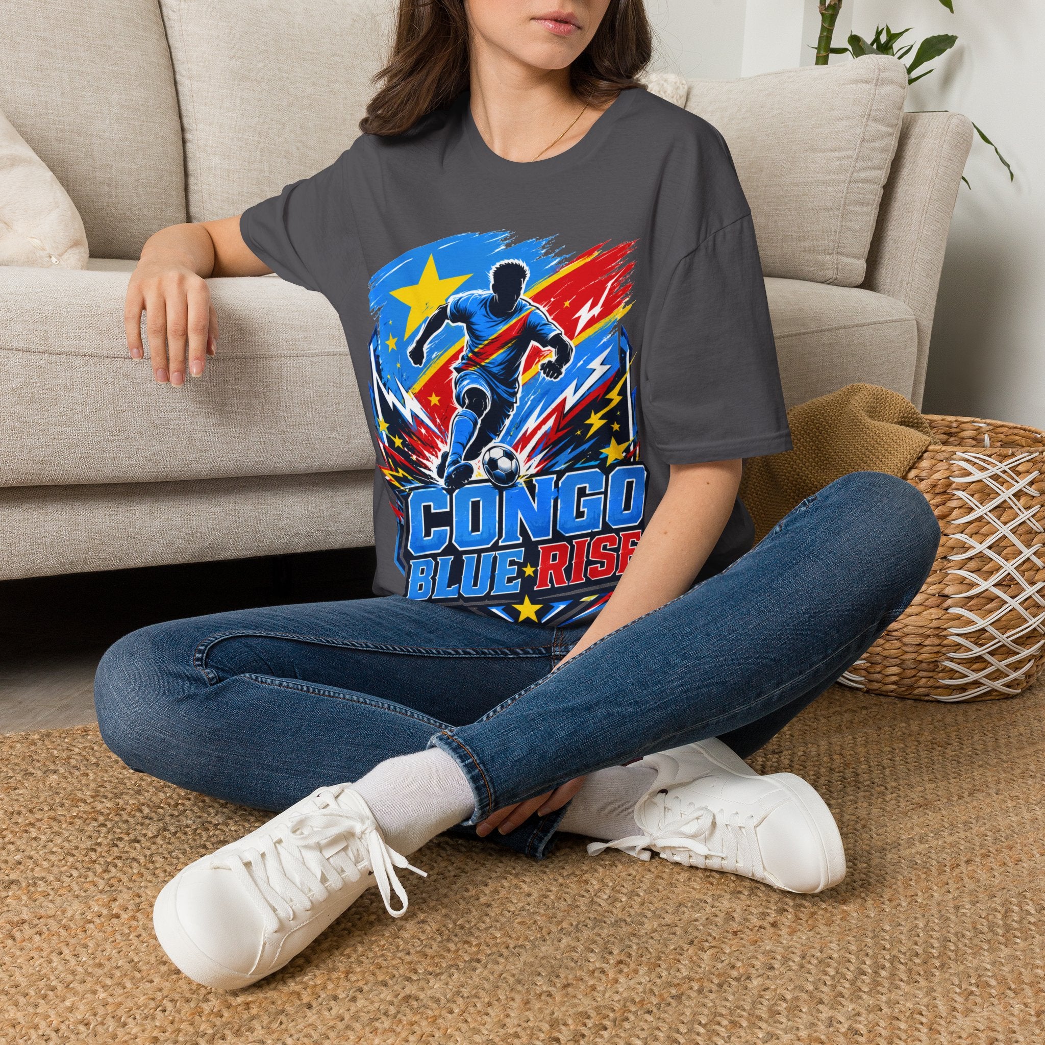 Congo Soccer T-Shirt — Congo Blue Rise Football Fan Tee