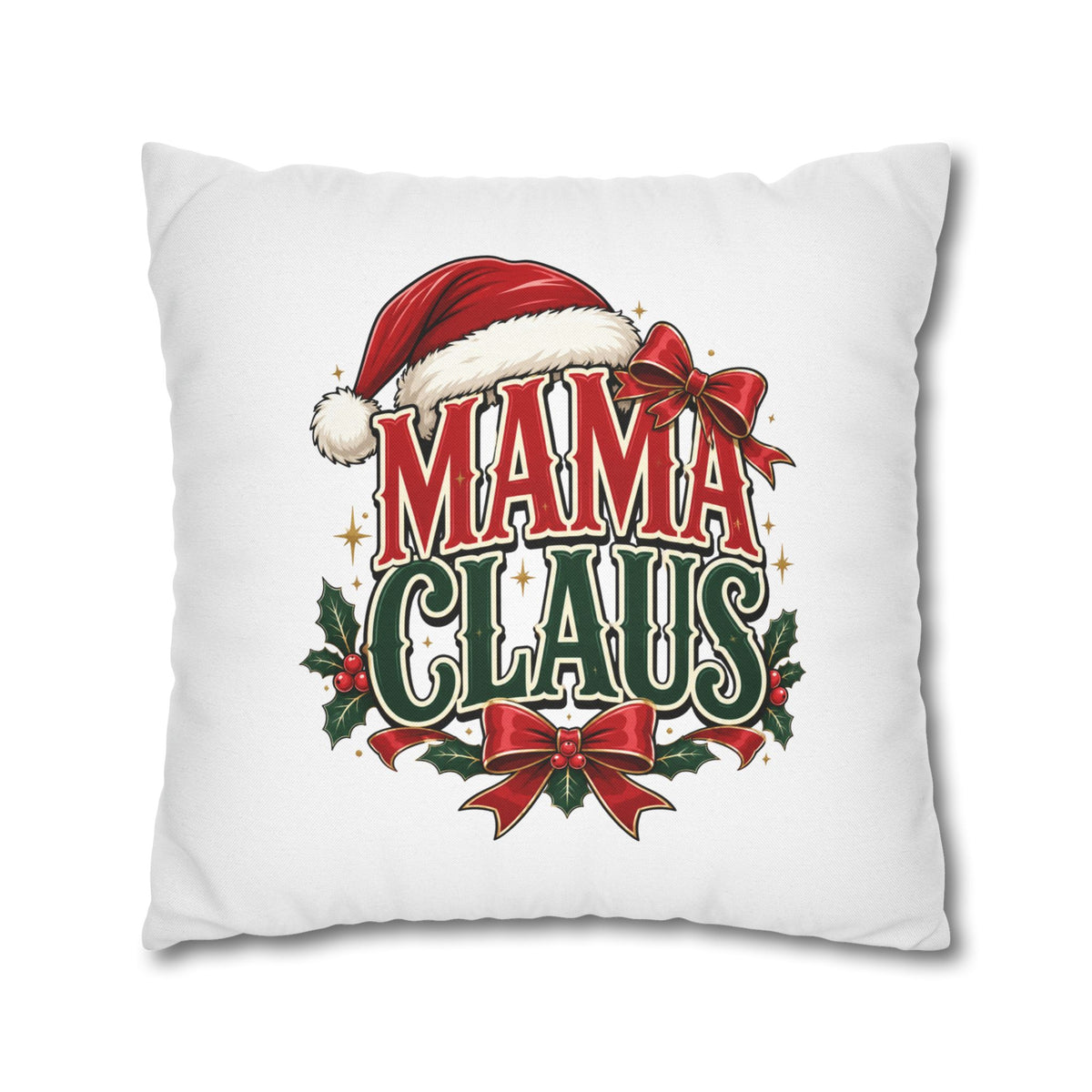 Christmas Mama Claus Holiday Throw Pillowcase — Christmas Decorative Square Pillow Cover