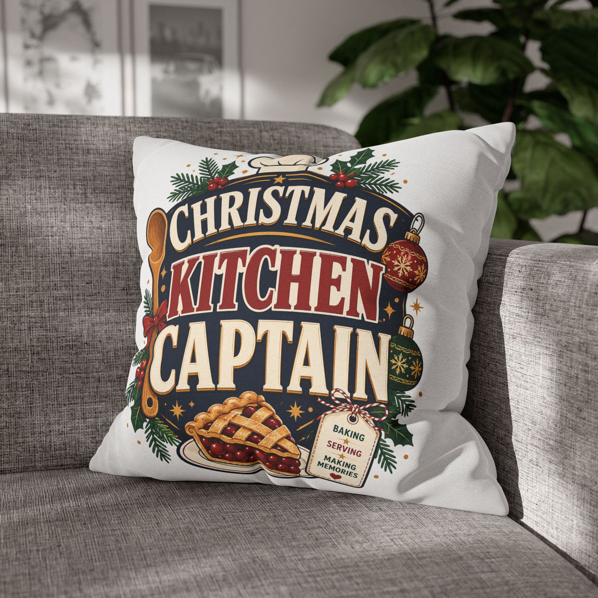 Christmas Kitchen Captain Pillowcase Modern Day Christmas  — Holiday Baking Decorative Throw Pillowcase