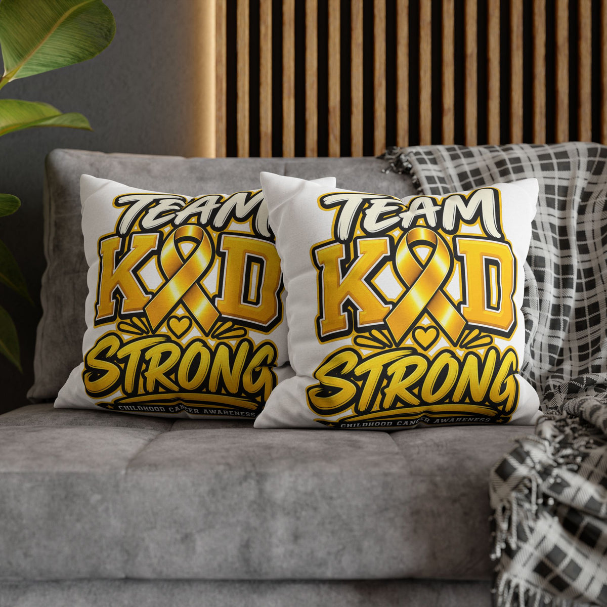 Team KID Strong Childhood Cancer Awareness Square Pillowcase