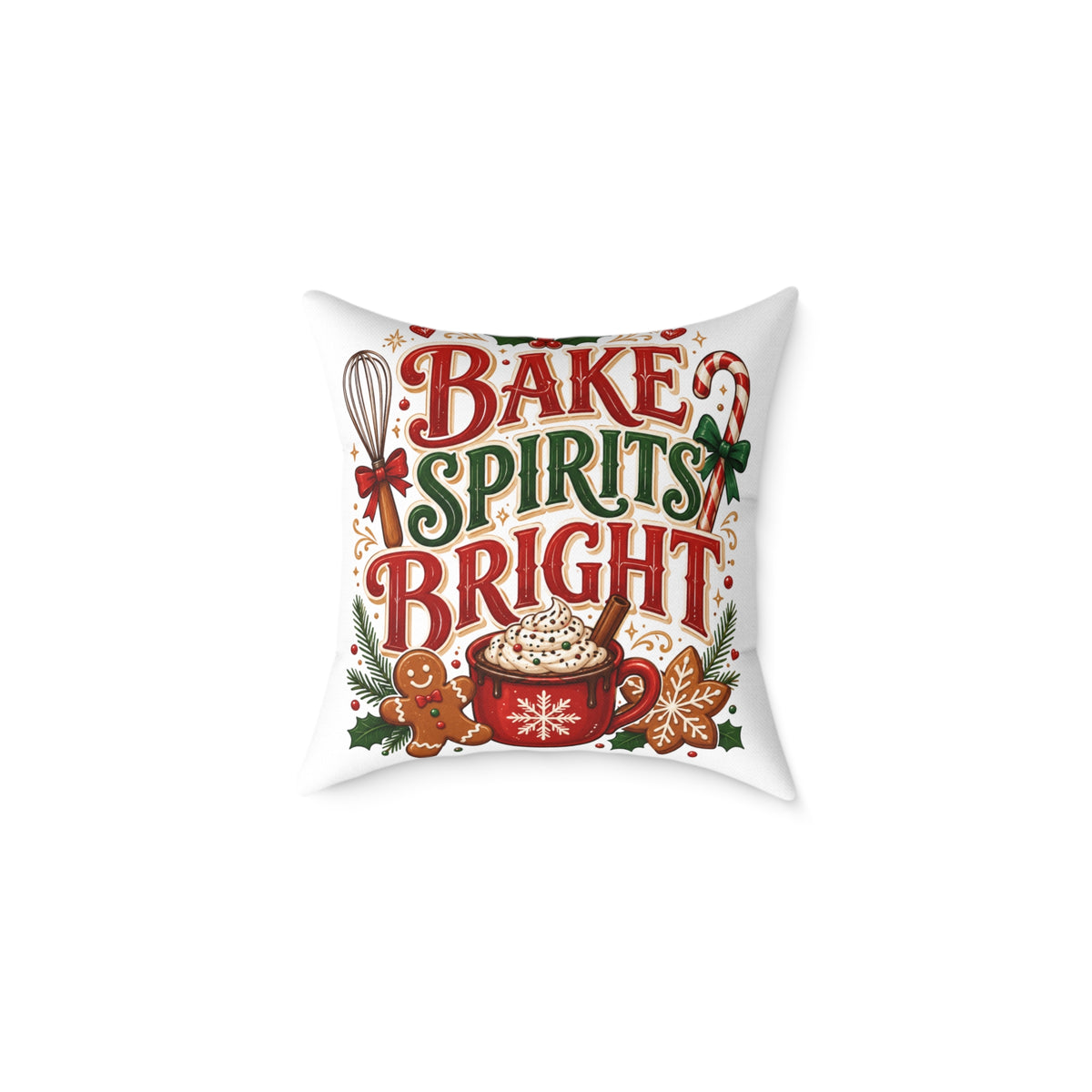 Christmas Bake Spirits Bright Square Poly Canvas Pillow