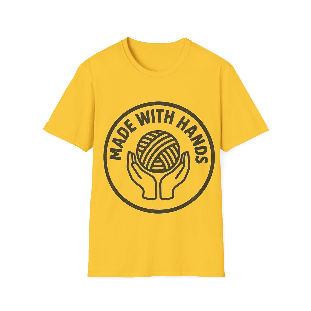 "Made With Hands" Vintage Ball of Yarn Logo Tee - Crafting Crochet Retro White T-Shirt - Trending Now - September 2026