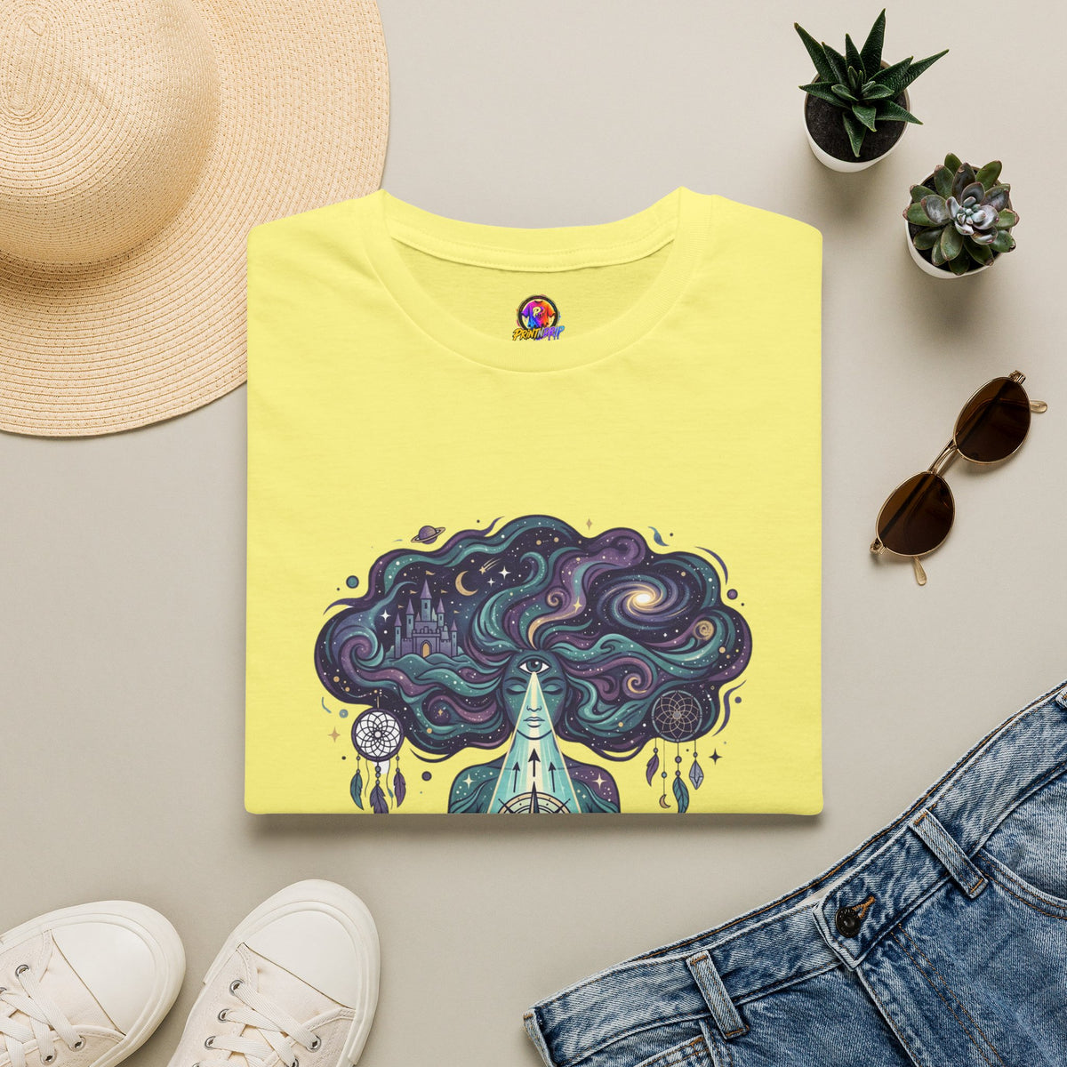 Dreamy Meditation T-Shirt — 'Guided by dreams, ruled by intuition' Spiritual Art Tee