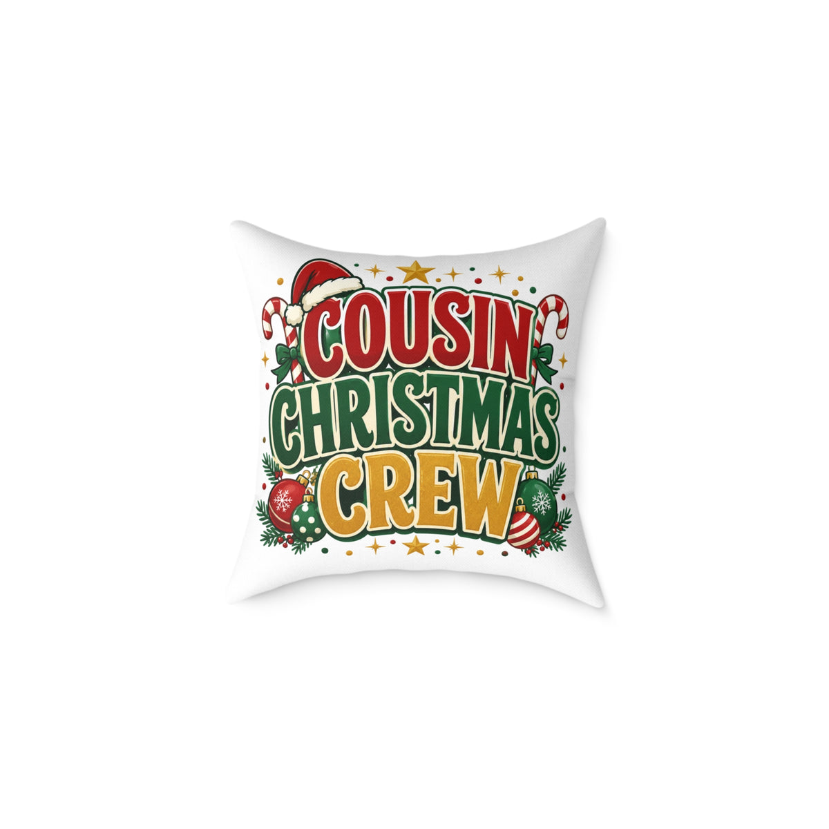 Cousin Christmas Crew Throw Pillow — Festive Holiday Decorative Cushion
