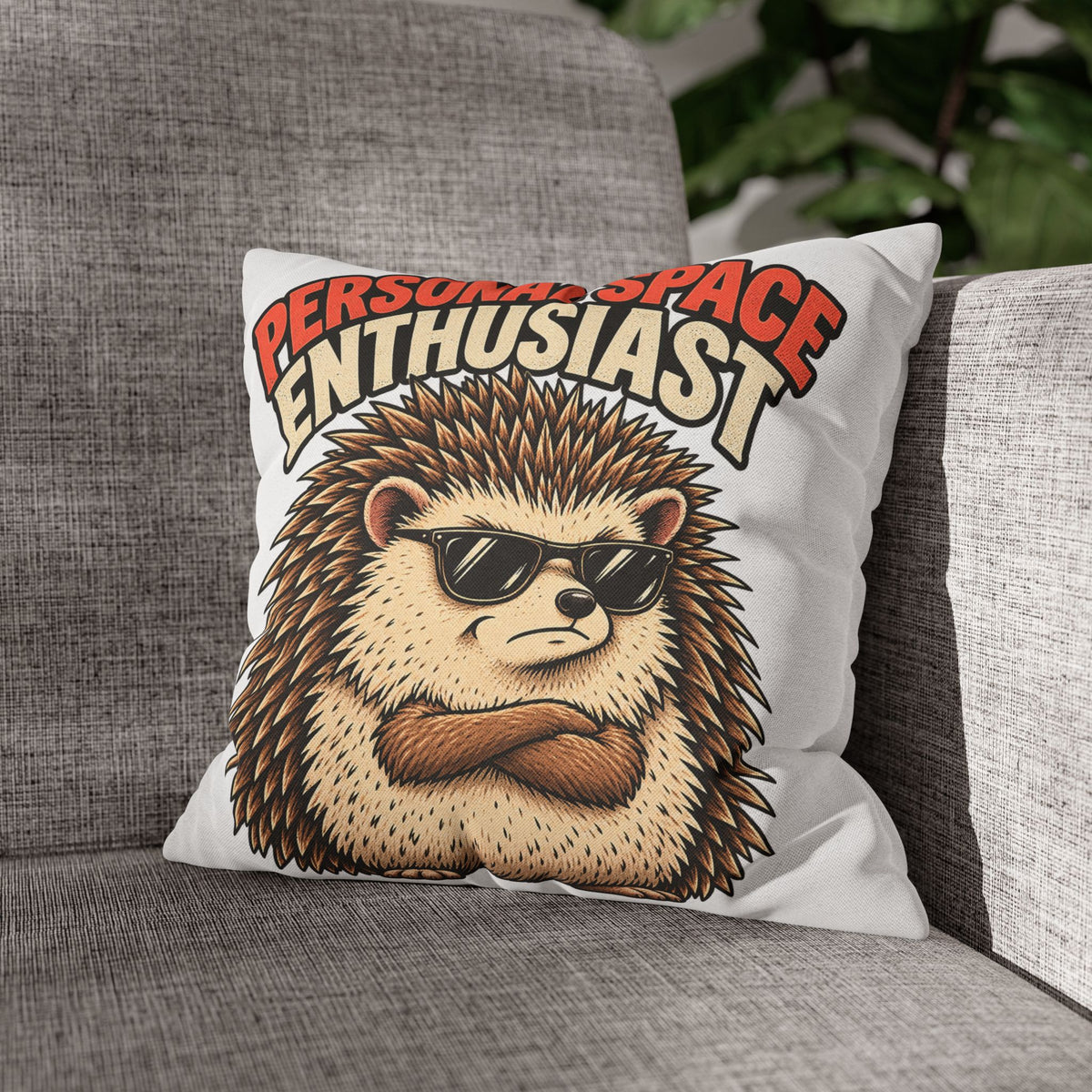 Personal Space Enthusiast Hedgehog Pillowcase — Funny Decorative Throw Pillow Cover