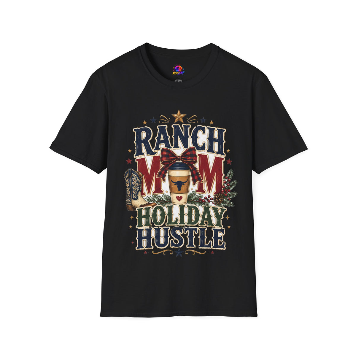 Ranch Mom Holiday Hustle T-Shirt — Festive Western Mom Tee
