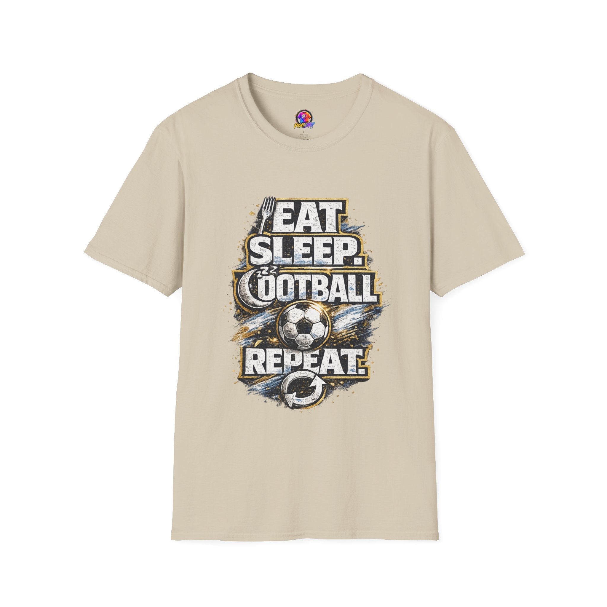 Football 'Eat Sleep Football Repeat' T-Shirt — Vintage Soccer Fan Tee