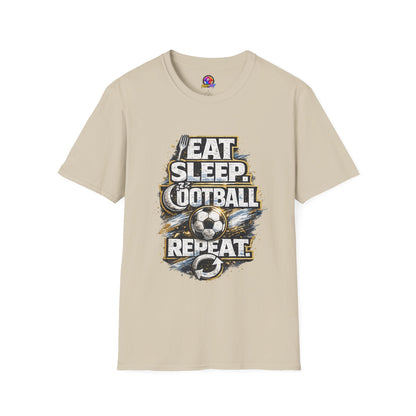 Football 'Eat Sleep Football Repeat' T-Shirt — Vintage Soccer Fan Tee
