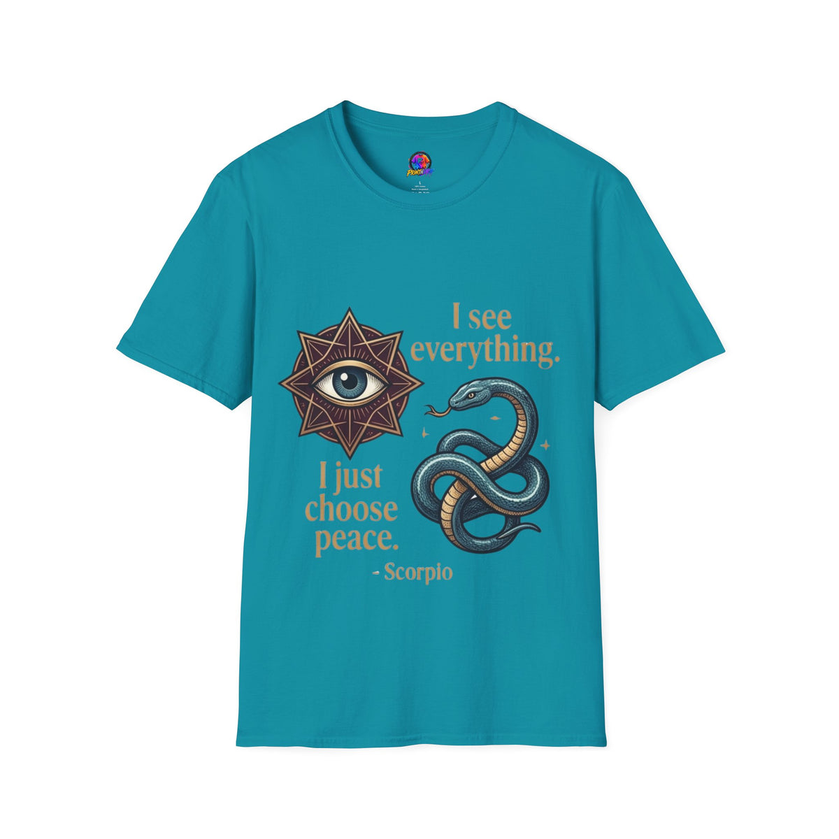 Scorpio “I See Everything” Zodiac T‑Shirt — Astrological Snake & All‑Seeing Eye Design