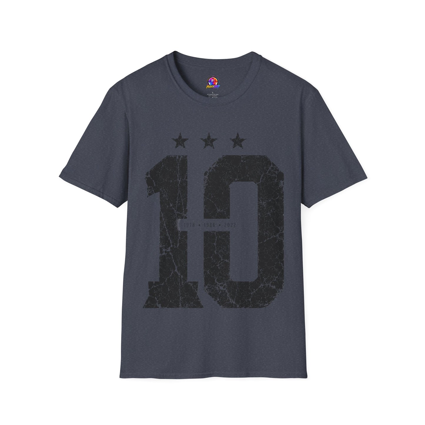 Vintage Argentina Worldcup winning No. 10 Jersey T-Shirt — Distressed Number Tee with Three Stars