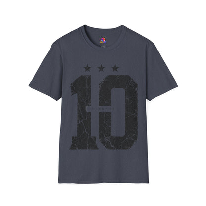 Vintage Argentina Worldcup winning No. 10 Jersey T-Shirt — Distressed Number Tee with Three Stars