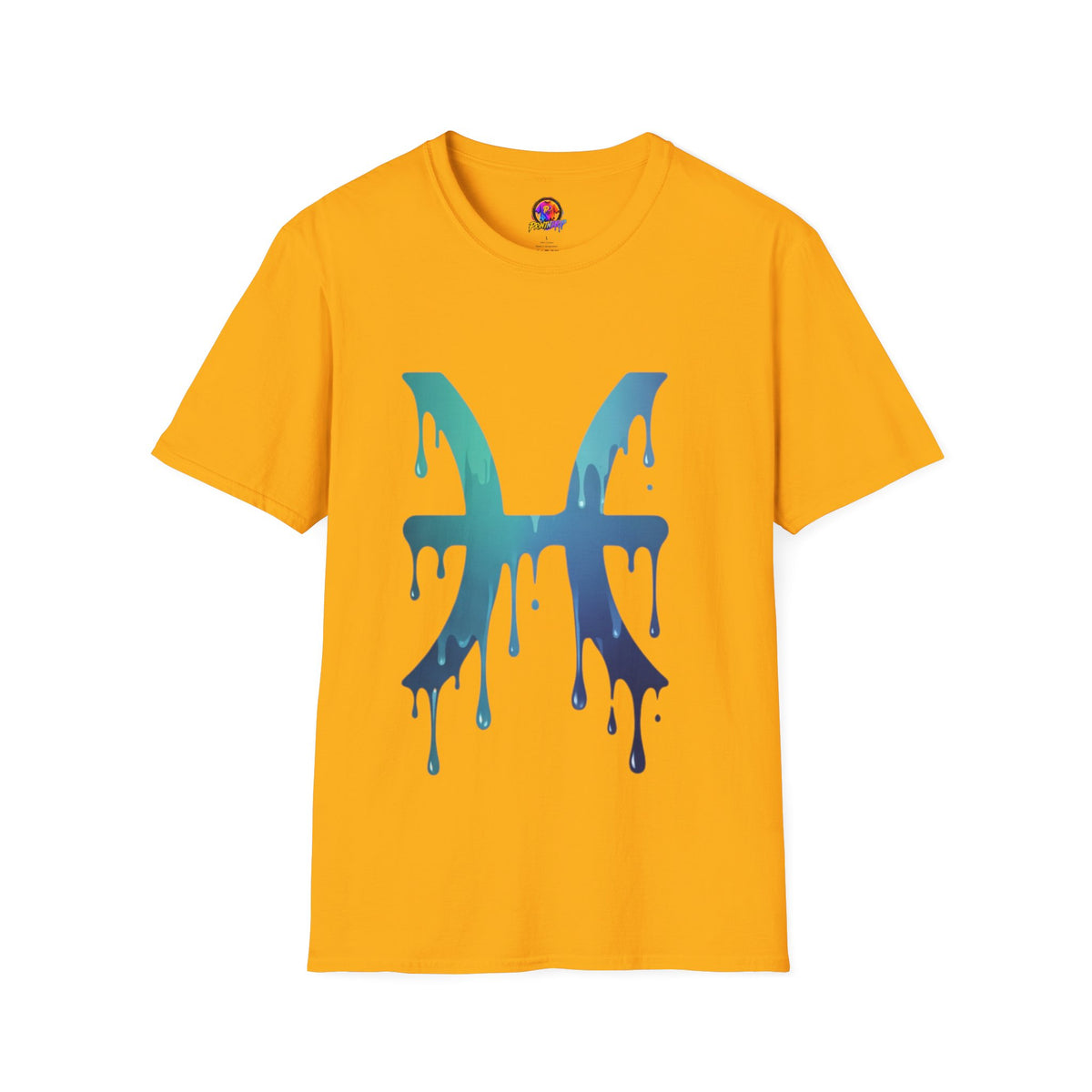 Pisces Drip Zodiac T-Shirt — Blue Gradient Astrological Tee