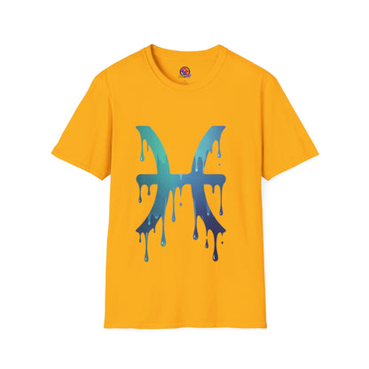 Pisces Drip Zodiac T-Shirt — Blue Gradient Astrological Tee