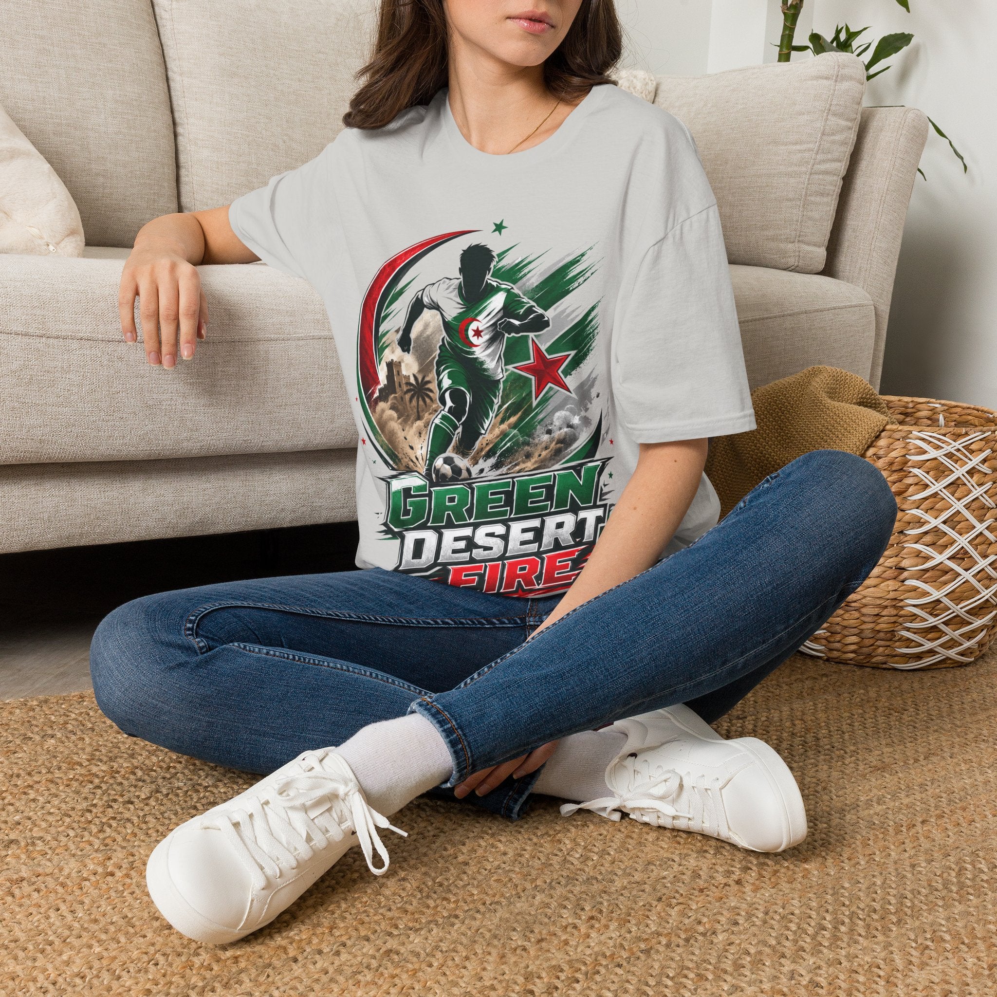 Algeria Football Fan Tee — "Green Desert Fire" Soccer Shirt