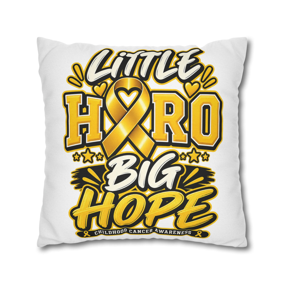 Pillowcase — "Little Hero Big Hope" Childhood Cancer Awareness Cushion Cover