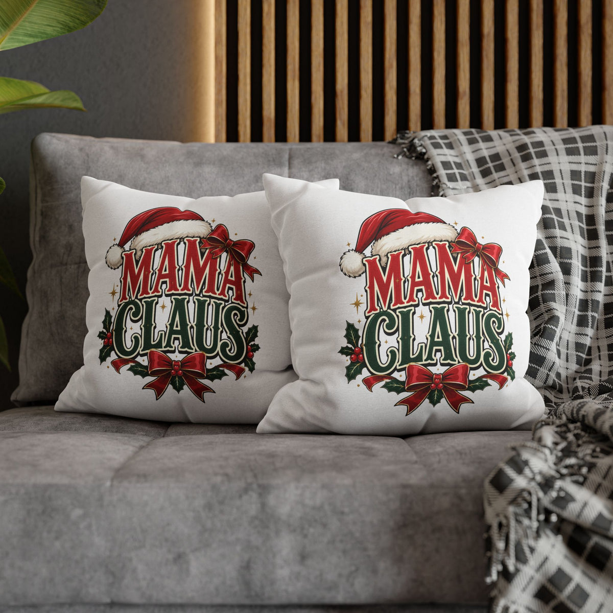 Christmas Mama Claus Holiday Throw Pillowcase — Christmas Decorative Square Pillow Cover