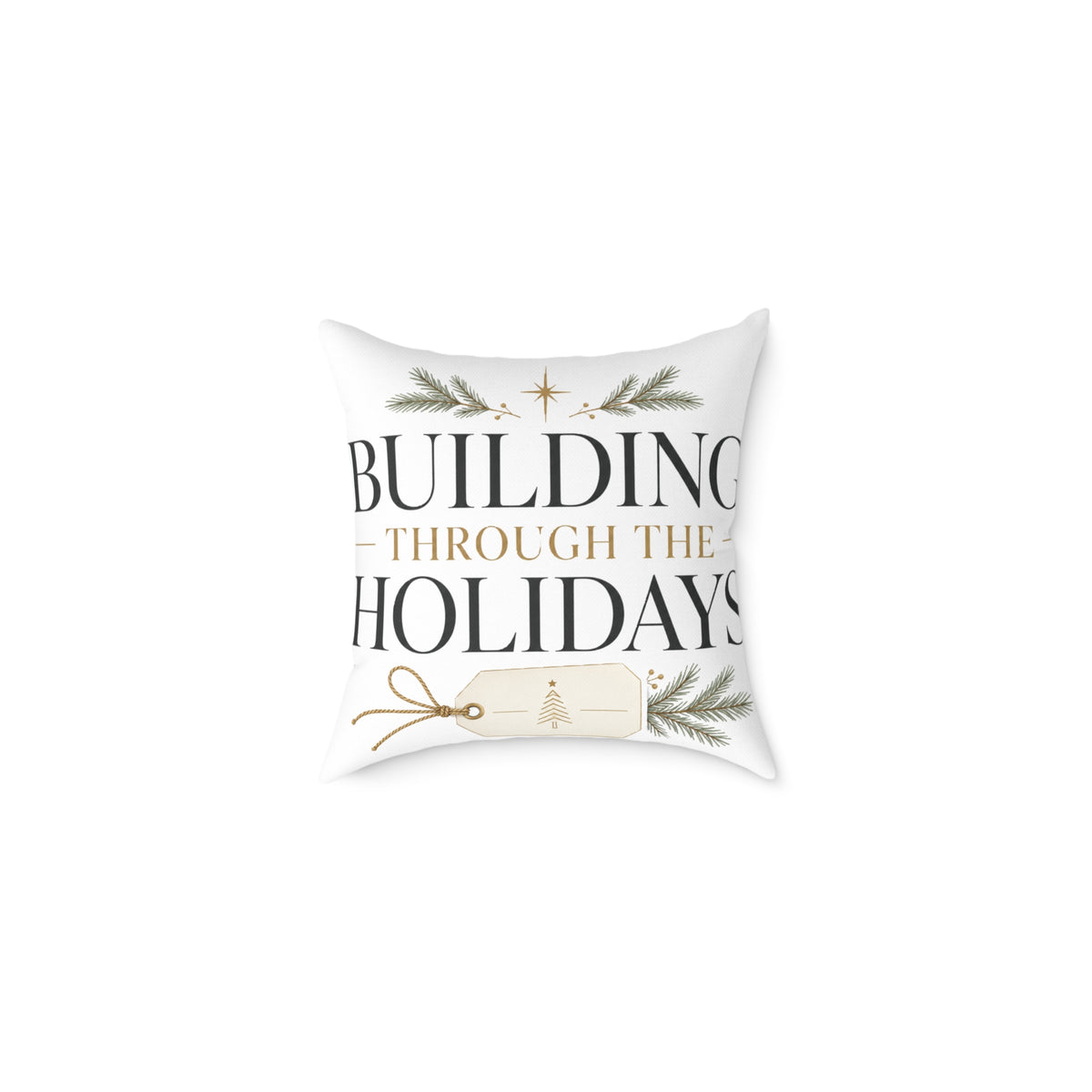 Christmas Holiday Building Through the Holidays Square Pillow — Christmas Decorative Throw Pillow