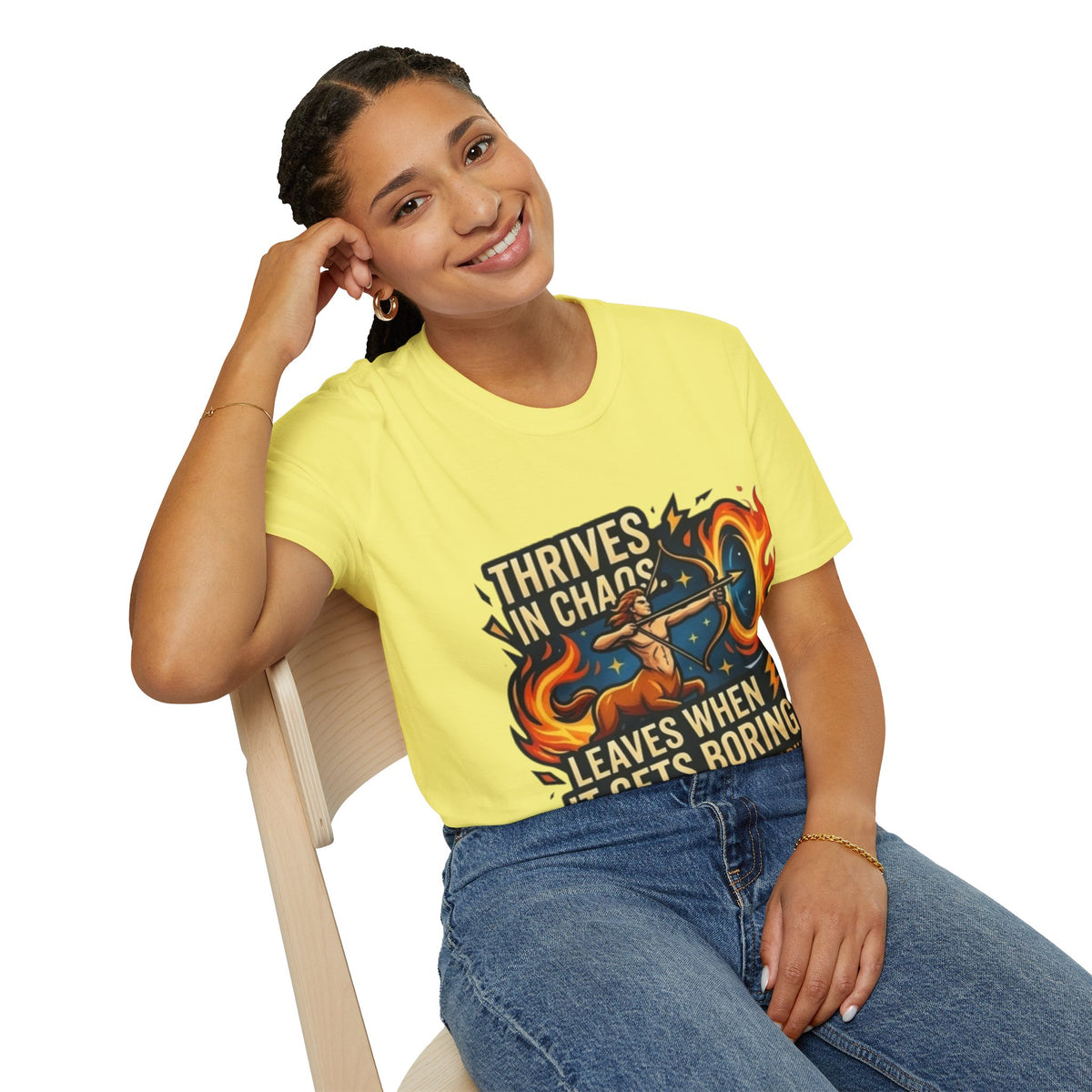 Sagittarius Archer T‑Shirt — "Thrives in Chaos" Zodiac Fire Sign Tee