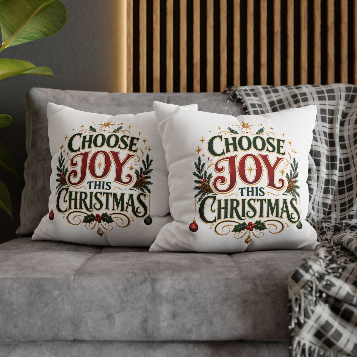 Choose Joy This Christmas Pillowcase – Festive Holiday Decorative Throw Pillow Cover