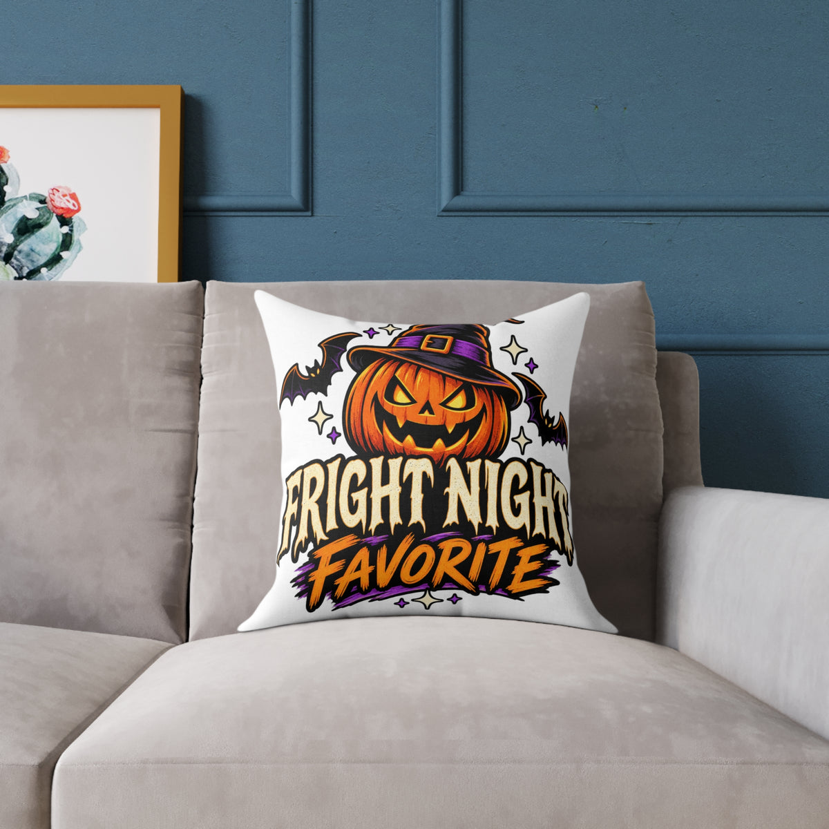 Halloween Pumpkin 'Fright Night Favorite' Square Pillow